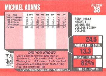 1989-90 Fleer #38 Michael Adams Back