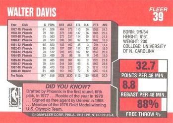 1989-90 Fleer #39 Walter Davis Back