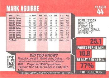 1989-90 Fleer #44 Mark Aguirre Back