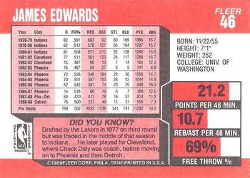 1989-90 Fleer #46 James Edwards Back