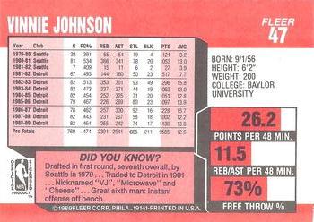 1989-90 Fleer #47 Vinnie Johnson Back