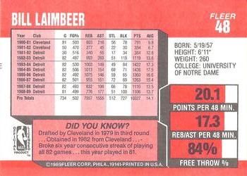 1989-90 Fleer #48 Bill Laimbeer Back