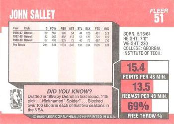 1989-90 Fleer #51 John Salley Back