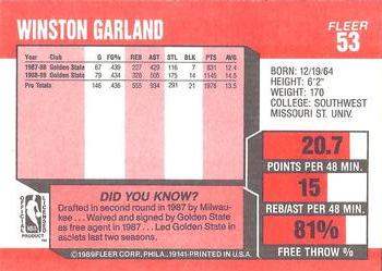 1989-90 Fleer #53 Winston Garland Back
