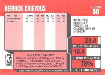1989-90 Fleer #58 Derrick Chievous Back
