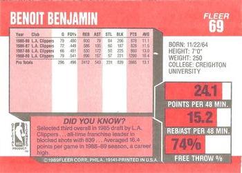 1989-90 Fleer #69 Benoit Benjamin Back