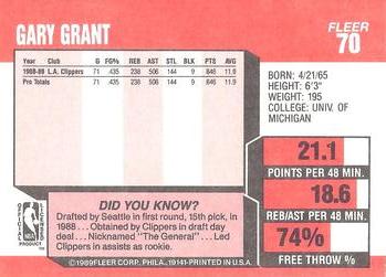 1989-90 Fleer #70 Gary Grant Back