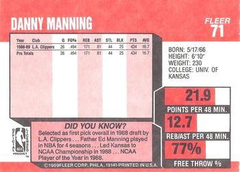 1989-90 Fleer #71 Danny Manning Back