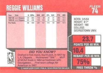 1989-90 Fleer #74 Reggie Williams Back