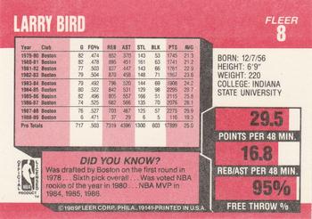 1989-90 Fleer #8 Larry Bird Back