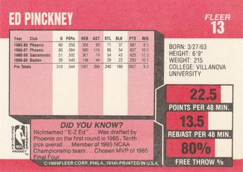 1989-90 Fleer #13 Ed Pinckney Back