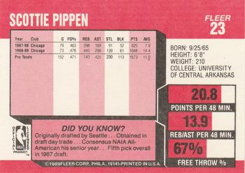 1989-90 Fleer #23 Scottie Pippen Back