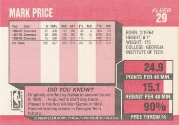 1989-90 Fleer #29 Mark Price Back
