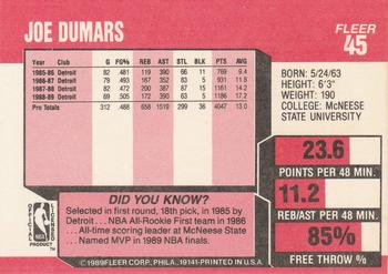 1989-90 Fleer #45 Joe Dumars Back