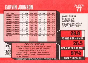 1989-90 Fleer #77 Earvin Johnson Back