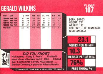 1989-90 Fleer #107 Gerald Wilkins Back