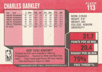 1989-90 Fleer #113 Charles Barkley Back