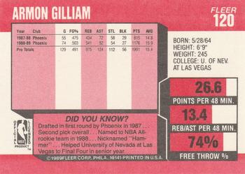 1989-90 Fleer #120 Armon Gilliam Back