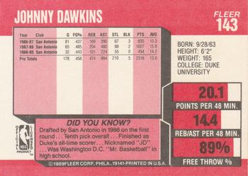 1989-90 Fleer #143 Johnny Dawkins Back