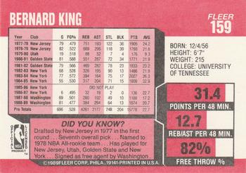 1989-90 Fleer #159 Bernard King Back