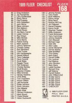 1989-90 Fleer #168 1989 Fleer Checklist Back