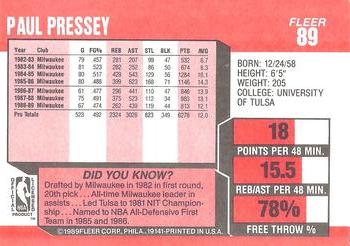 1989-90 Fleer #89 Paul Pressey Back