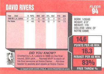 1989-90 Fleer #94 David Rivers Back