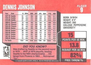 1989-90 Fleer #9 Dennis Johnson Back