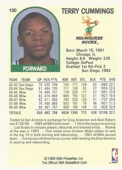 1989-90 Hoops #100 Terry Cummings Back