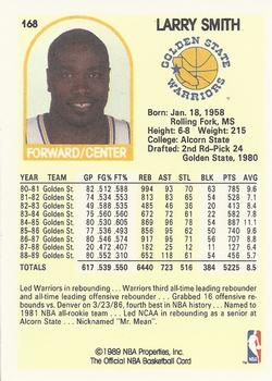 1989-90 Hoops #168 Larry Smith Back