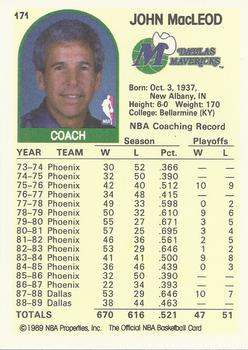 1989-90 Hoops #171 John MacLeod Back