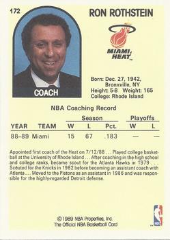 1989-90 Hoops #172 Ron Rothstein Back