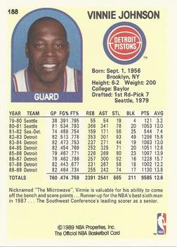 1989-90 Hoops #188 Vinnie Johnson Back
