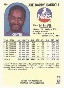 1989-90 Hoops #198 Joe Barry Carroll Back