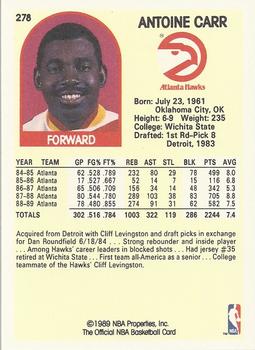 1989-90 Hoops #278 Antoine Carr Back