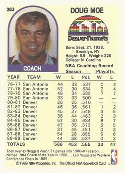 1989-90 Hoops #283 Doug Moe Back