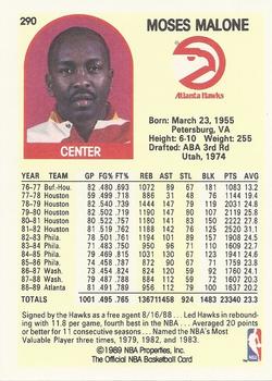 1989-90 Hoops #290 Moses Malone Back