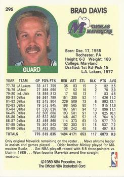1989-90 Hoops #296 Brad Davis Back