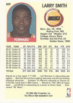 1989-90 Hoops #309 Larry Smith Back