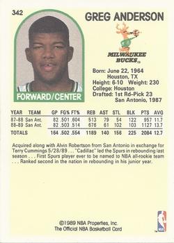 1989-90 Hoops #342 Greg Anderson Back