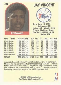 1989-90 Hoops #345 Jay Vincent Back