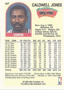1989-90 Hoops #347 Caldwell Jones Back