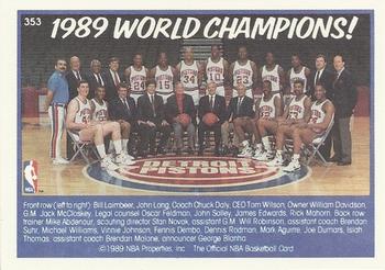 1989-90 Hoops #353 Detroit Pistons Champions Back