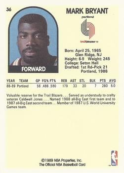 1989-90 Hoops #36 Mark Bryant Back