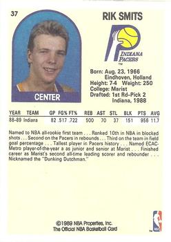 1989-90 Hoops #37 Rik Smits Back