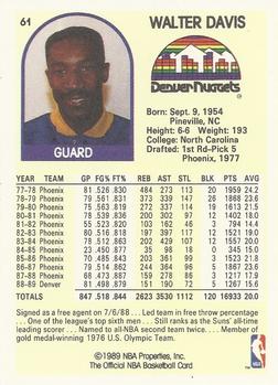 1989-90 Hoops #61 Walter Davis Back