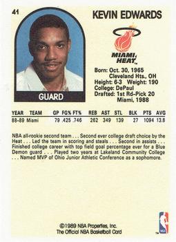 1989-90 Hoops #41 Kevin Edwards Back