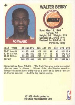 1989-90 Hoops #44 Walter Berry Back