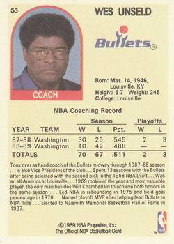 1989-90 Hoops #53 Wes Unseld Back