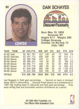 1989-90 Hoops #82 Dan Schayes Back